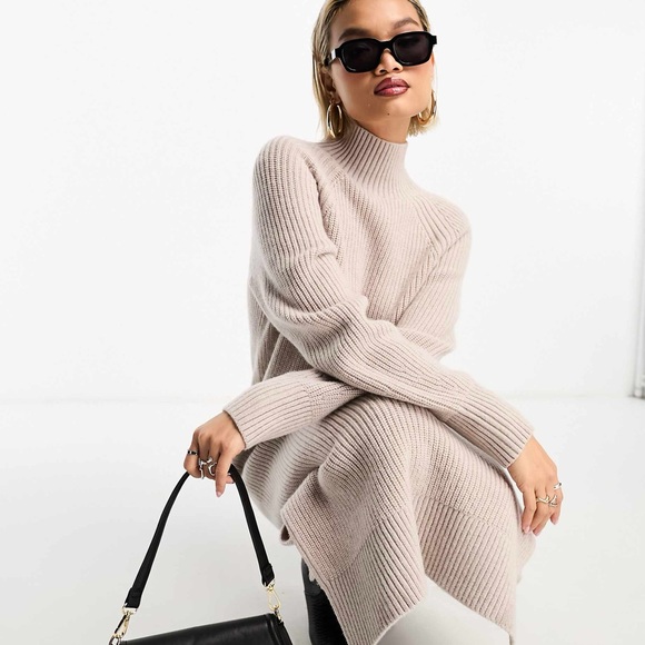 & other stories asos chunky knit high neck sweater dress midi nwt - Picture 2 of 4